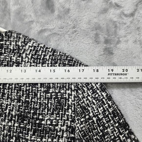 Vintage JM Collection Jacket Womens 16 Black White Tweed Full Zip Collarless - Picture 11 of 13